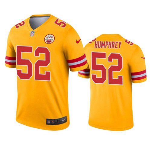 Men Kansas City Chiefs 52 Creed Humphrey Nike Gold Inverted Legend NFL Jersey